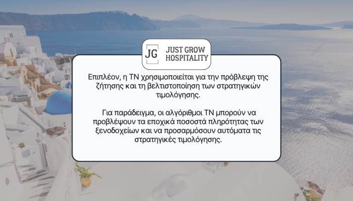 Η Τεχνητή Νοημοσύνη (ΤΝ) βοηθά τις τουριστικές επιχειρήσεις να προβλέπουν τη ζήτηση και να βελτιστοποιούν τις τιμές τους δυναμικά.